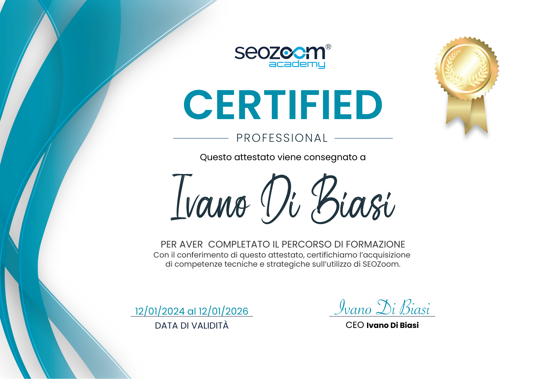 Certificazione per SEOZoom Certified Professional